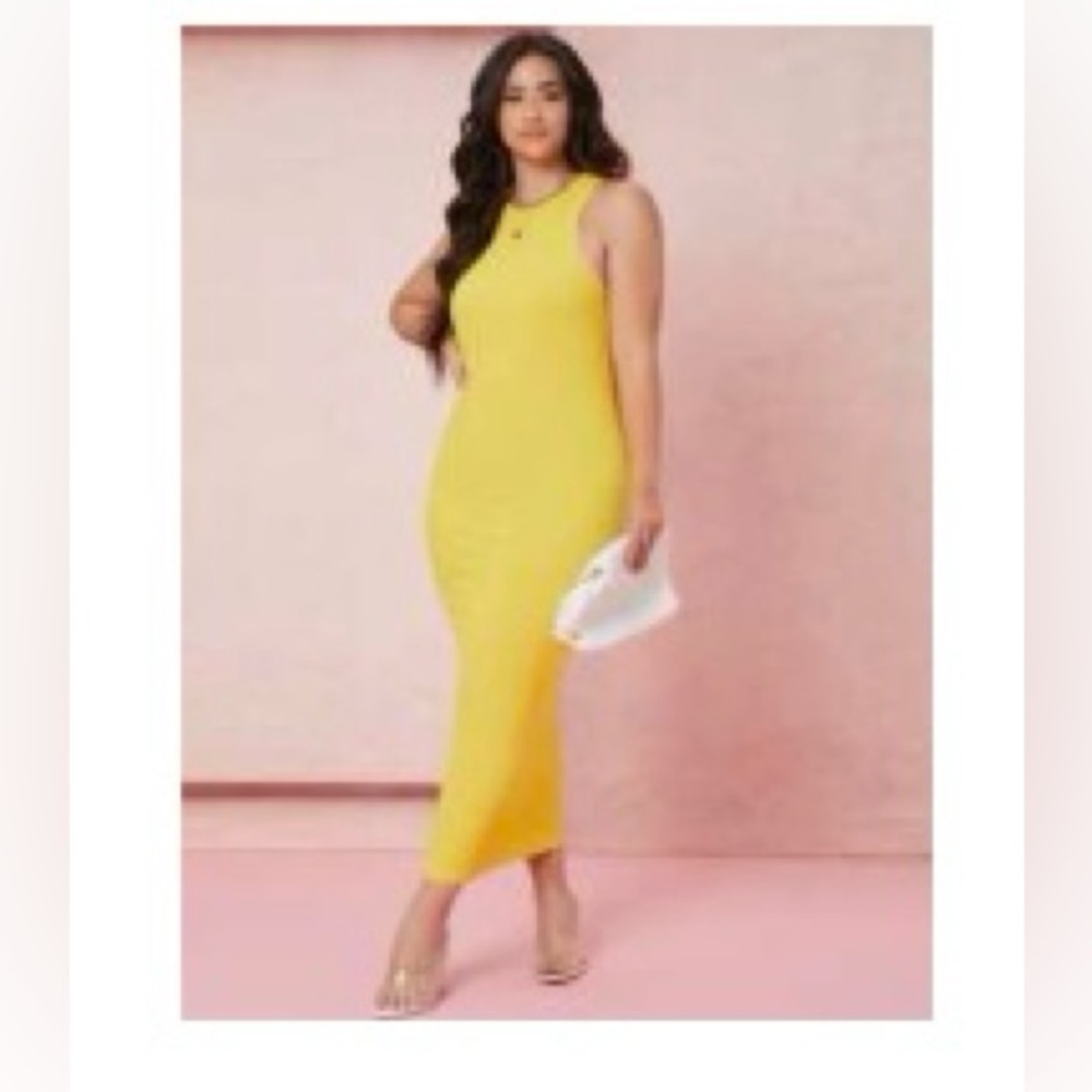 NWOT Long Golden Yellow Tank Dress